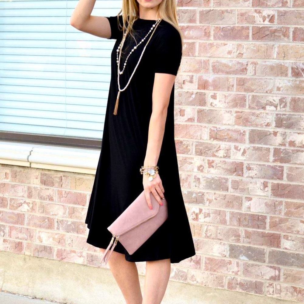 NWT Black mock neck trapeze midi maxi dress M